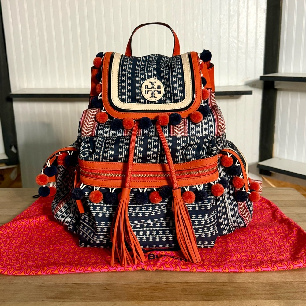 Tory Burch Multicolor Scout Nylon Pom-Pom Backpack